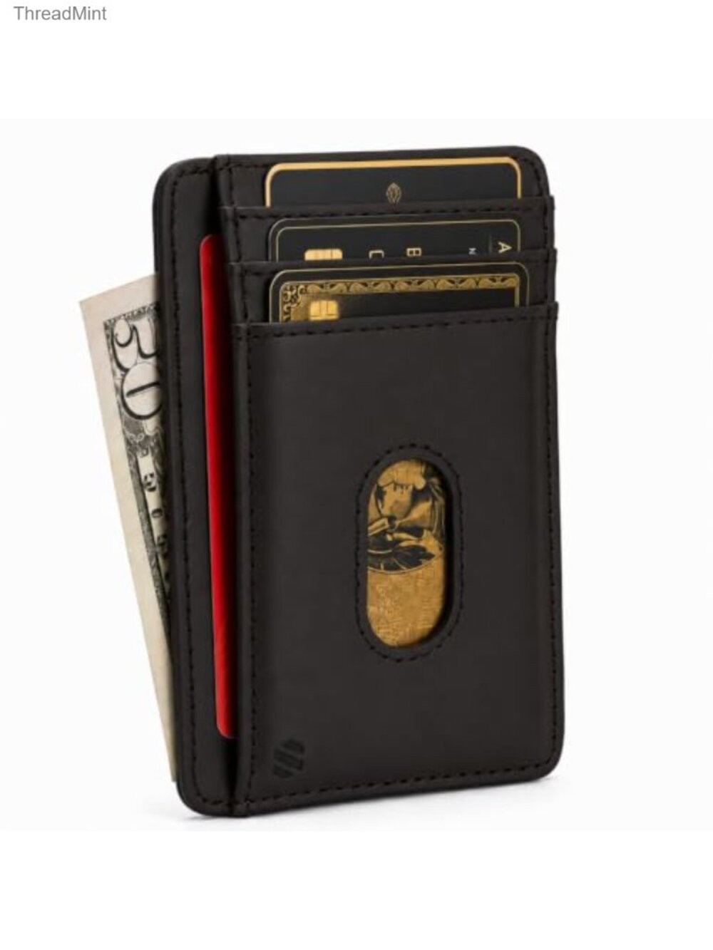 Slim Genuine Leather RFID Blocking Wallet Thin Card Holder ID Window 8+ Cards